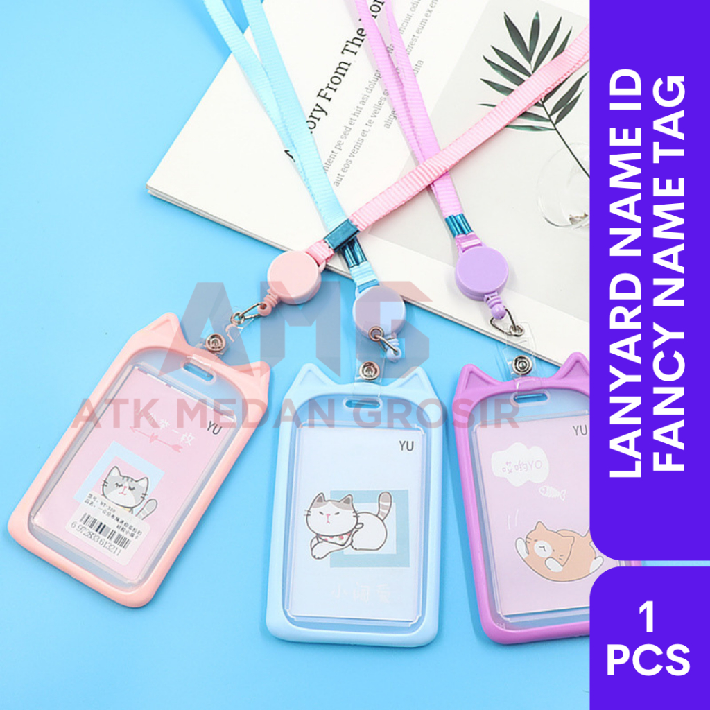 

NAME TAG LANYARD FANCY MOTIF TELINGA KUCING NAME TAG ID CARD DENGAN TALI