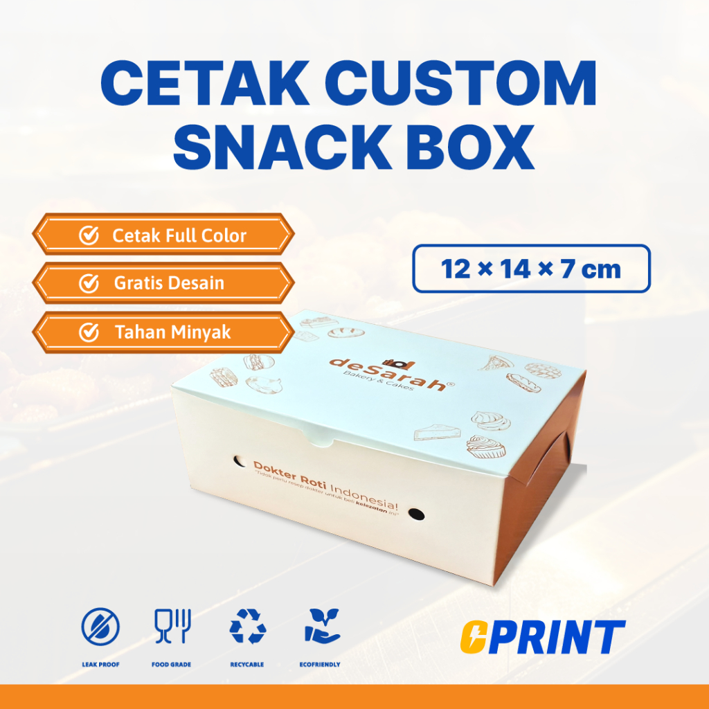 

Packaging Snack Box Custom Full Colour - Bahan Ivory 290gr Uk 12x14x7 Min Order 1000Pcs