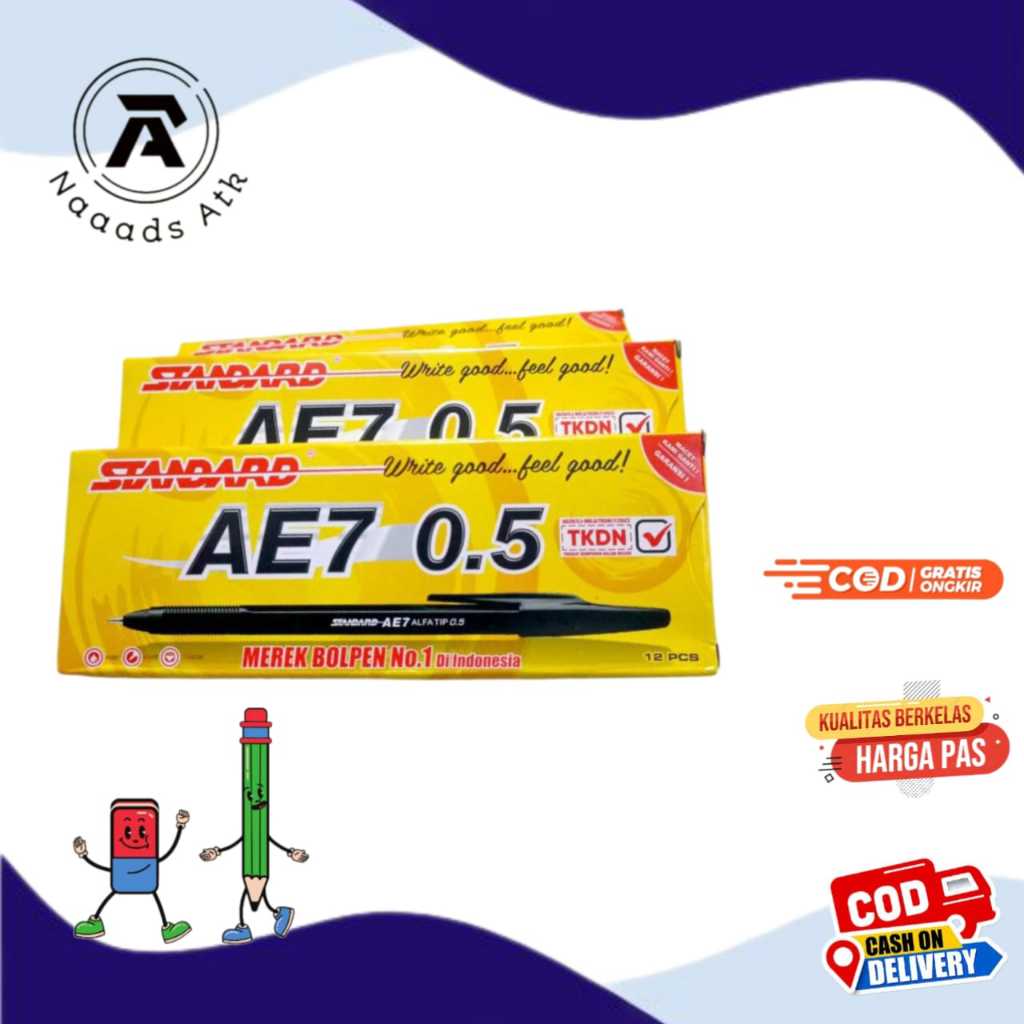 

Pen Standar AE7 1 Pak Isi 12 Pcs / Pen Standar Vixion (1 LUSIN / 12 PCS) PULPEN STANDARD AE7