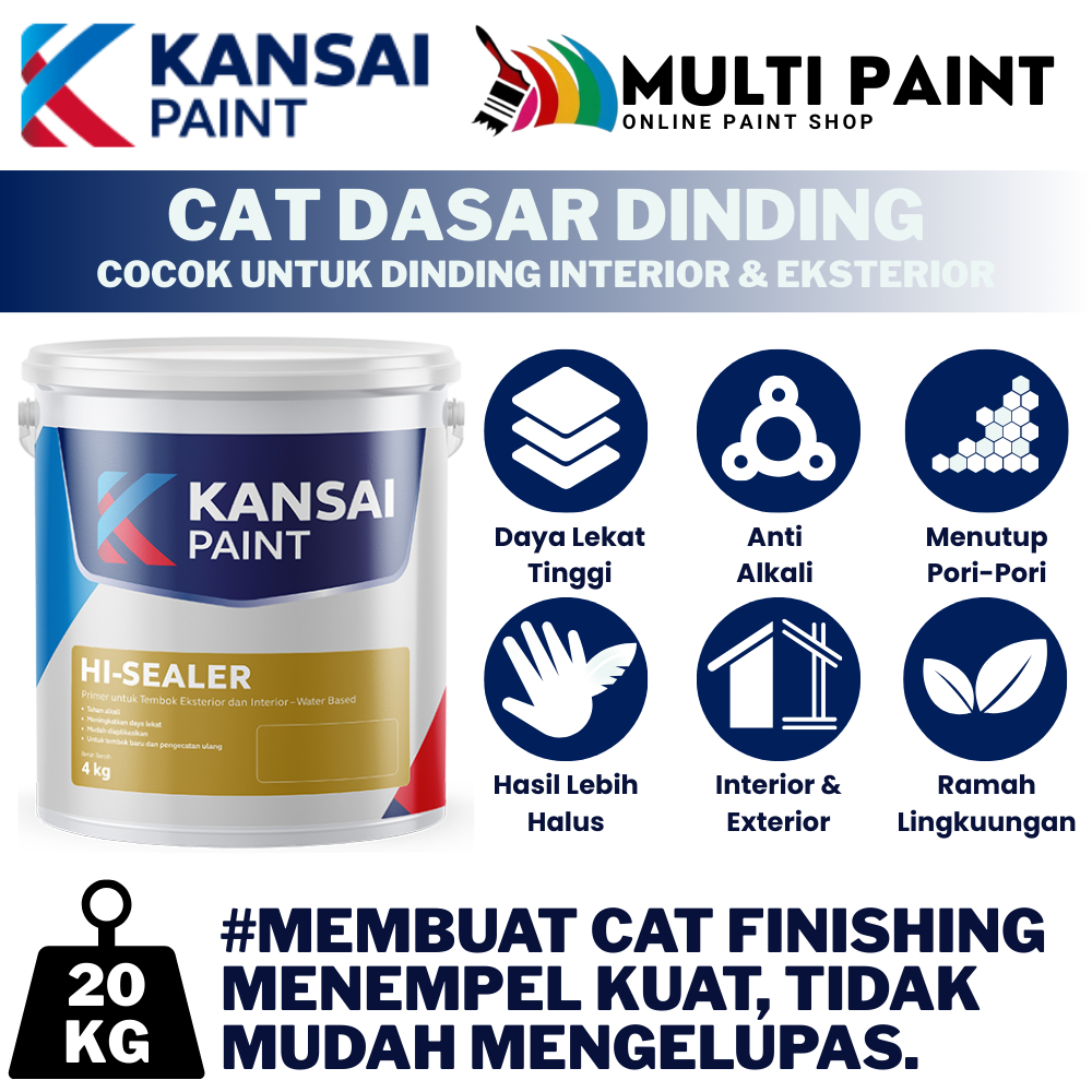 KANSAI PAINT HI SEALER 20KG CAT DASAR TEMBOK INTERIOR & EKSTERIOR 20KG CAT DASAR TEMBOK ANTI ALKALI