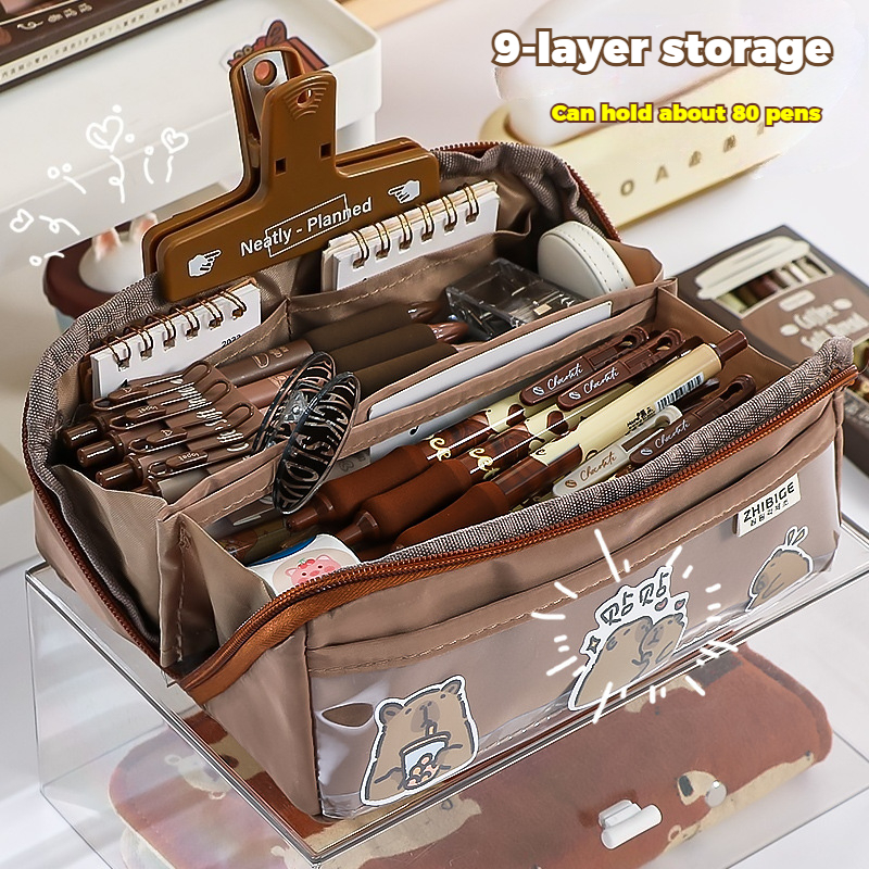 

Tempat Pensil Kanvas Berlapis Kapasitas Besar Organizer Alat Tulis Serbaguna Warna Pastel