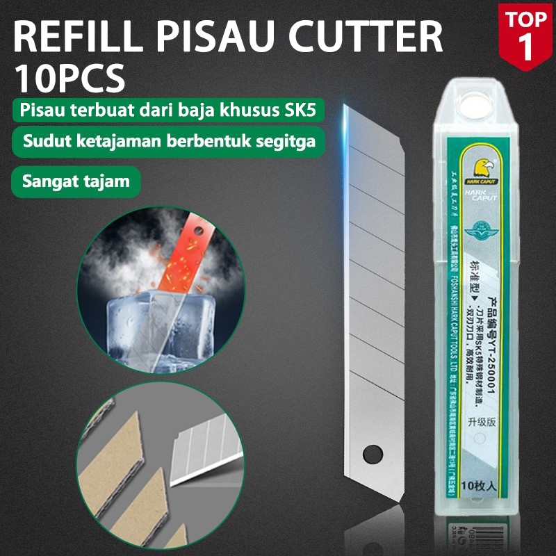 

Mata Pisau Cutter Besar Tajam Dan Anti Karat 10Pcs (18mm) Isi Refill Cuter Blade Isi Ulang Cutter