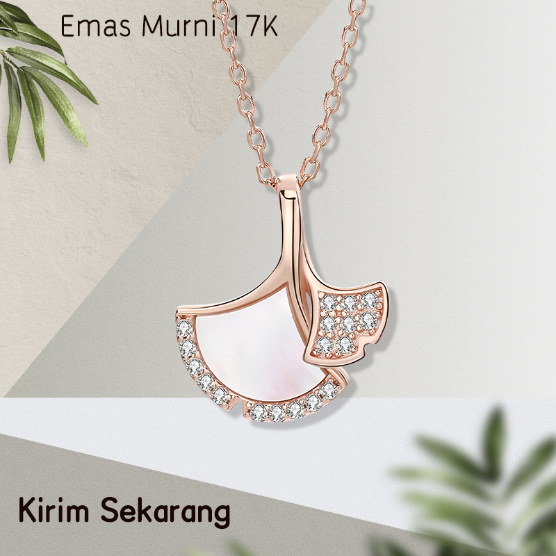 Kalung emas mawar 17k daun ginkgo rantai tulang selangka kalung rantai
