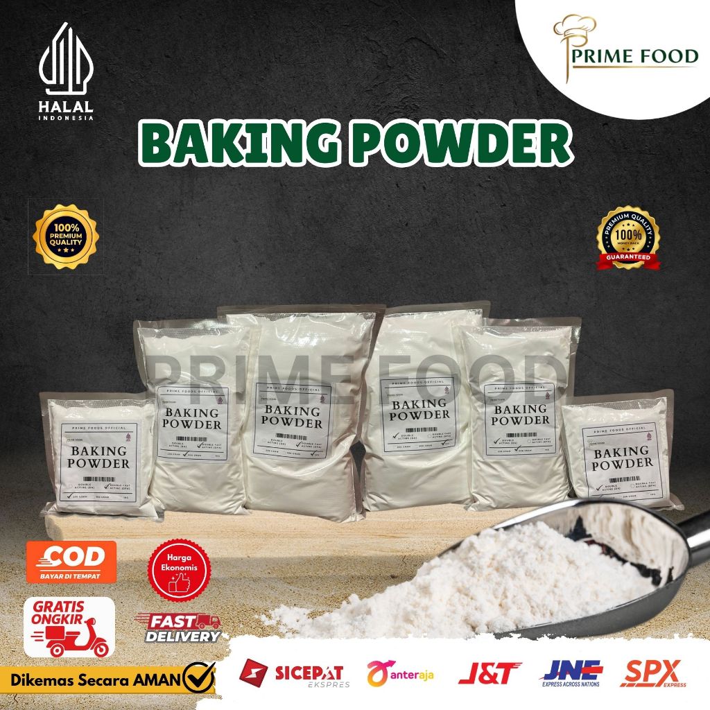 

Baking Powder Bahan Pengembang Makanan Double Acting (DA) & Double Fast Acting (DFA) Repack 1 Kg/ 500g