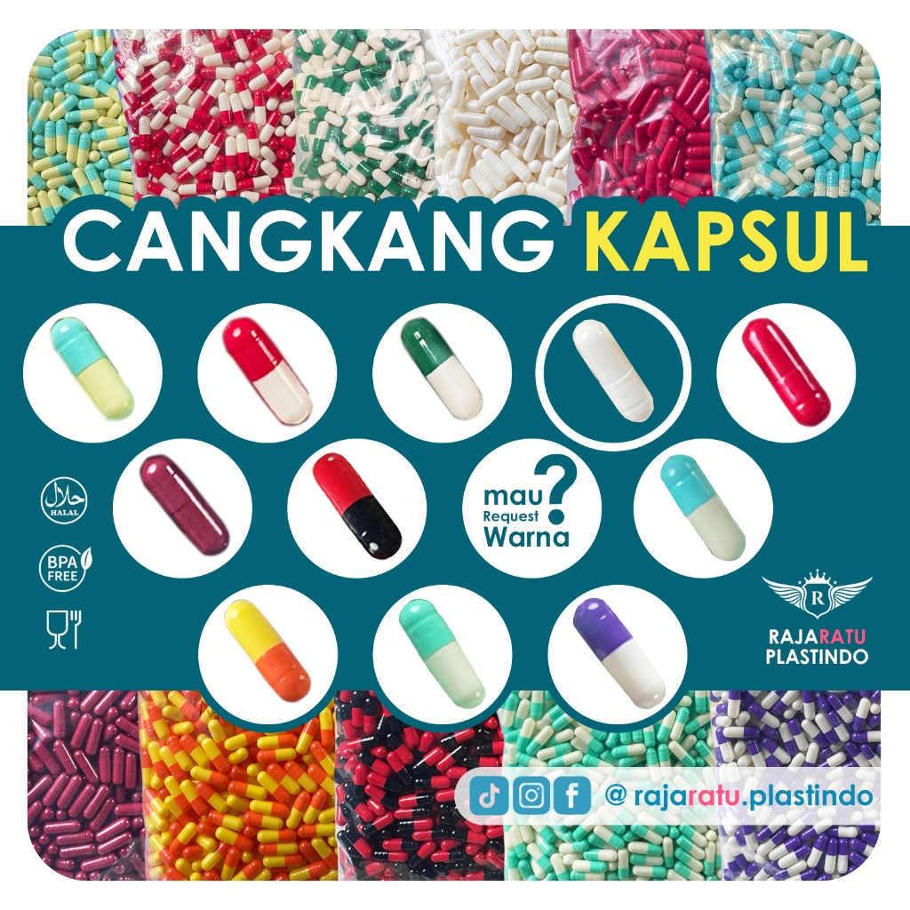 Cangkang Kapsul Kosong Ukuran 0 Isi 1.000 Halal - Kapsulindo Varian Warna
