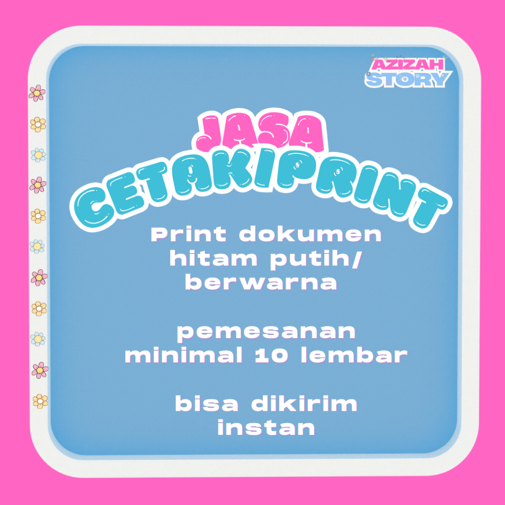 

Jasa cetak/print A4 (hitam putih dan warna)/Print dokumen/makalah/Print Proposal/ Print Worksheet