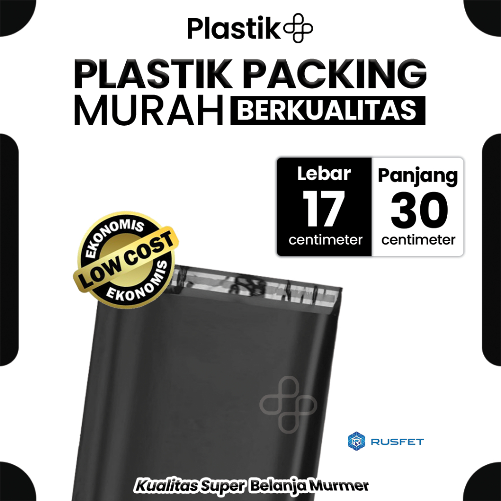 

Amplop Plastik Polymailer Hitam 17cm x 30cm Low Cost Plastik Plastic Polos Online shop Rusfet Murah