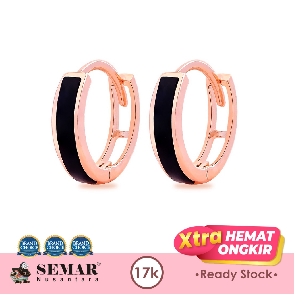 Anting Emas Jepit Rula Black Colour Gold 17K Semar Nusantara