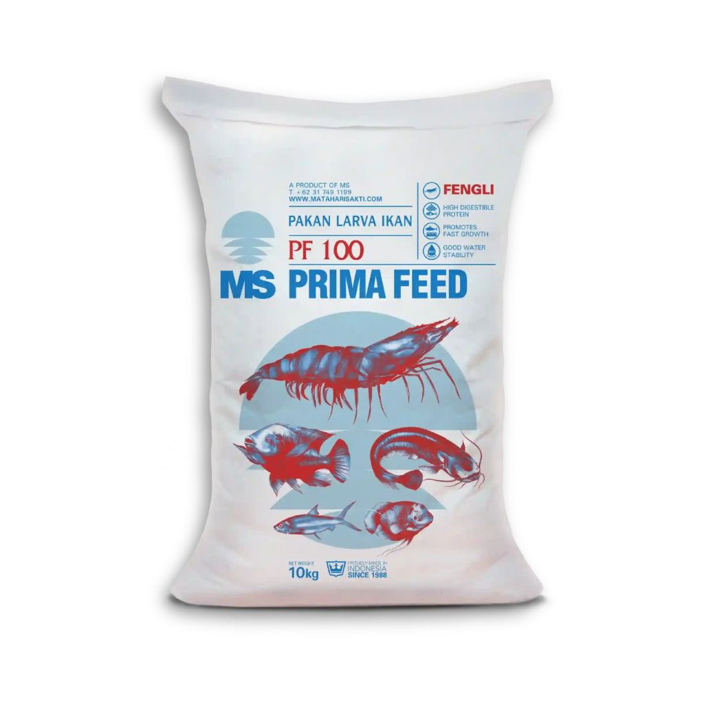 pf-0 & pf-100 goni an kemasan 10 kg makanan ikan ( larva )