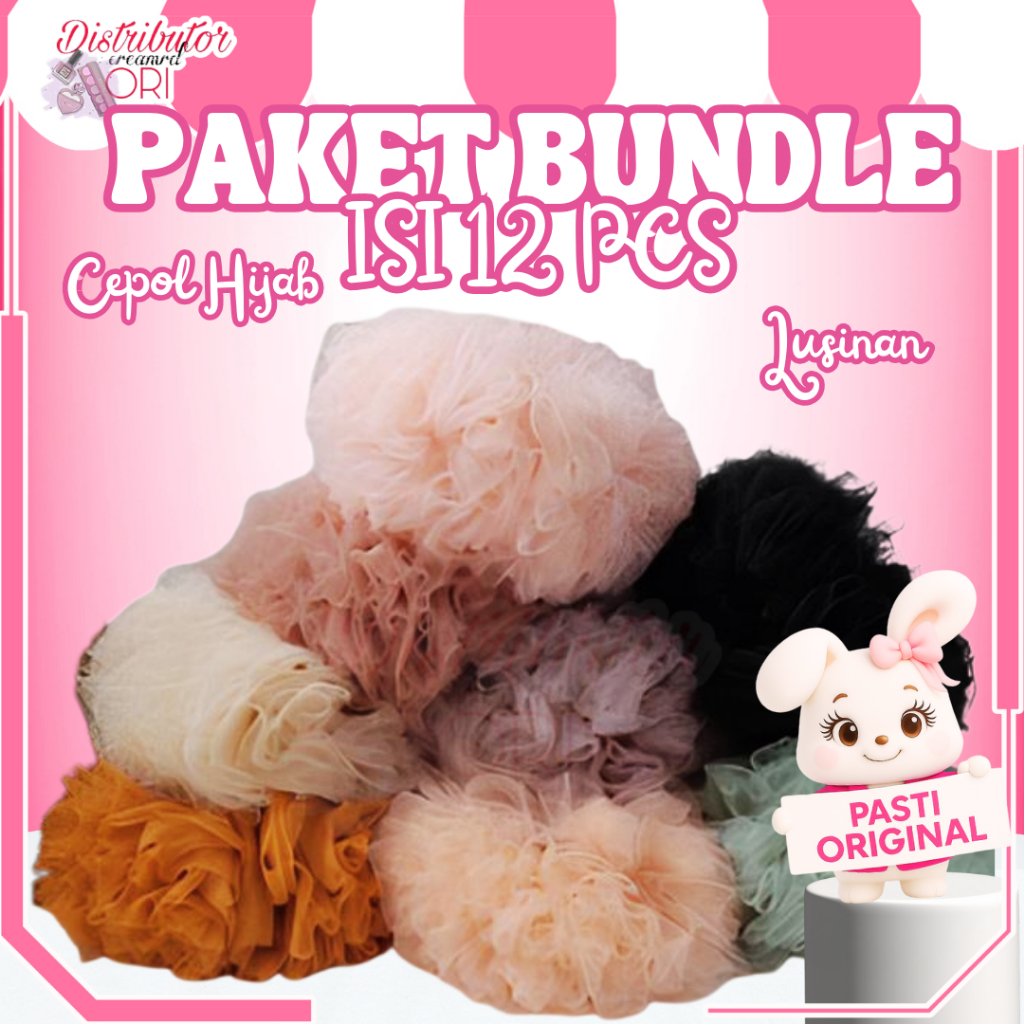 [PAKET 12 PCS] Lusinan Ikat Rambut Tile Jumbo - Cepol Hijab Anti Pusing BUNDLING BUNDLE HEMAT Isi 12