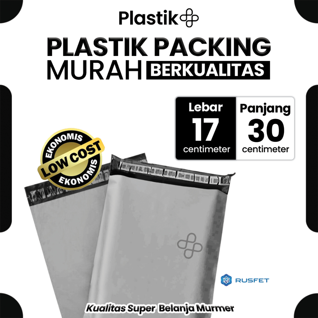 

Amplop Plastik Polymailer Gray 17cm x 30cm Abu-Abu LOW COST Plastic Packing Polos Online shop Rusfet