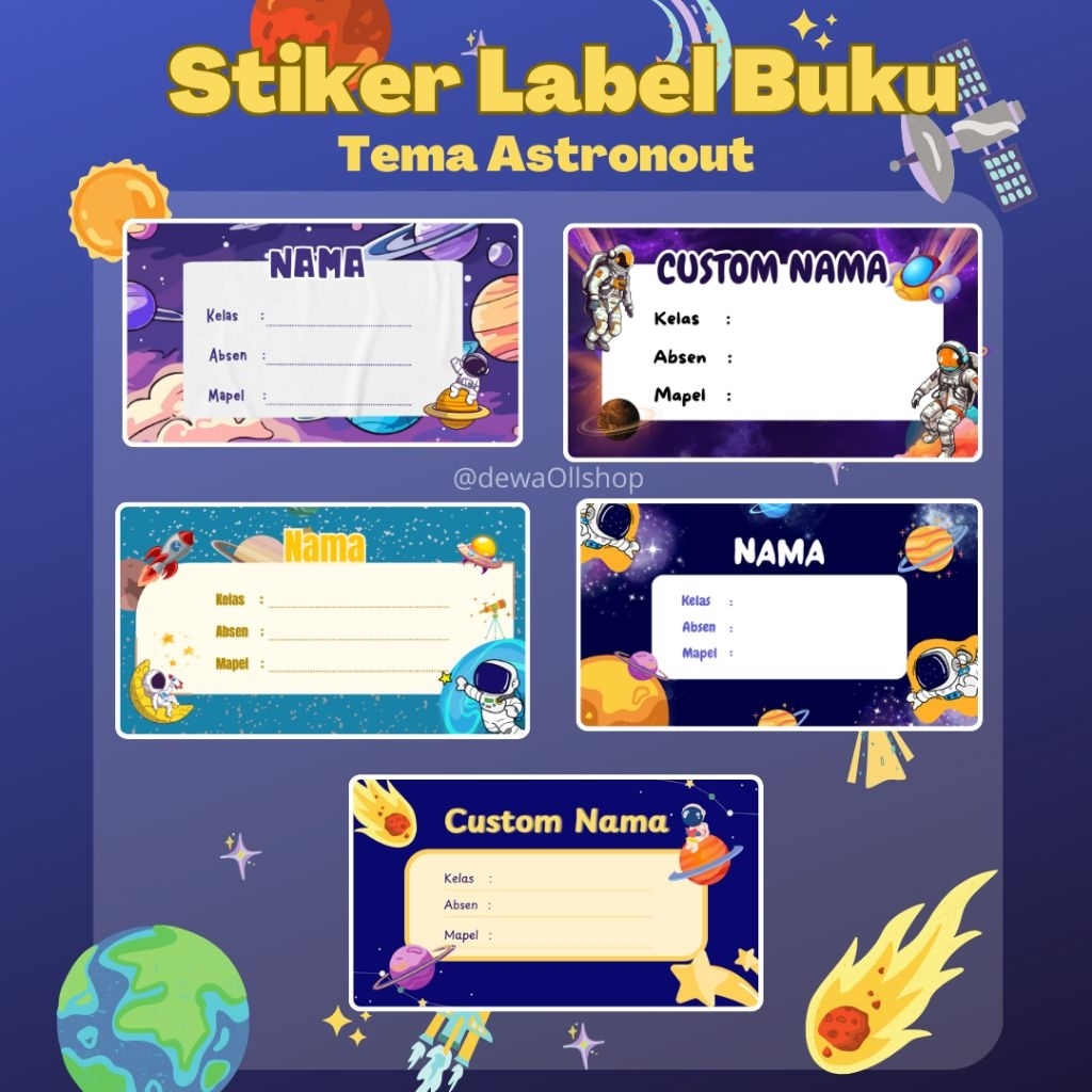 

Stiker Label Nama Buku Tema Luar Angkasa Custom Nama – 1 Pack isi 22 Pcs