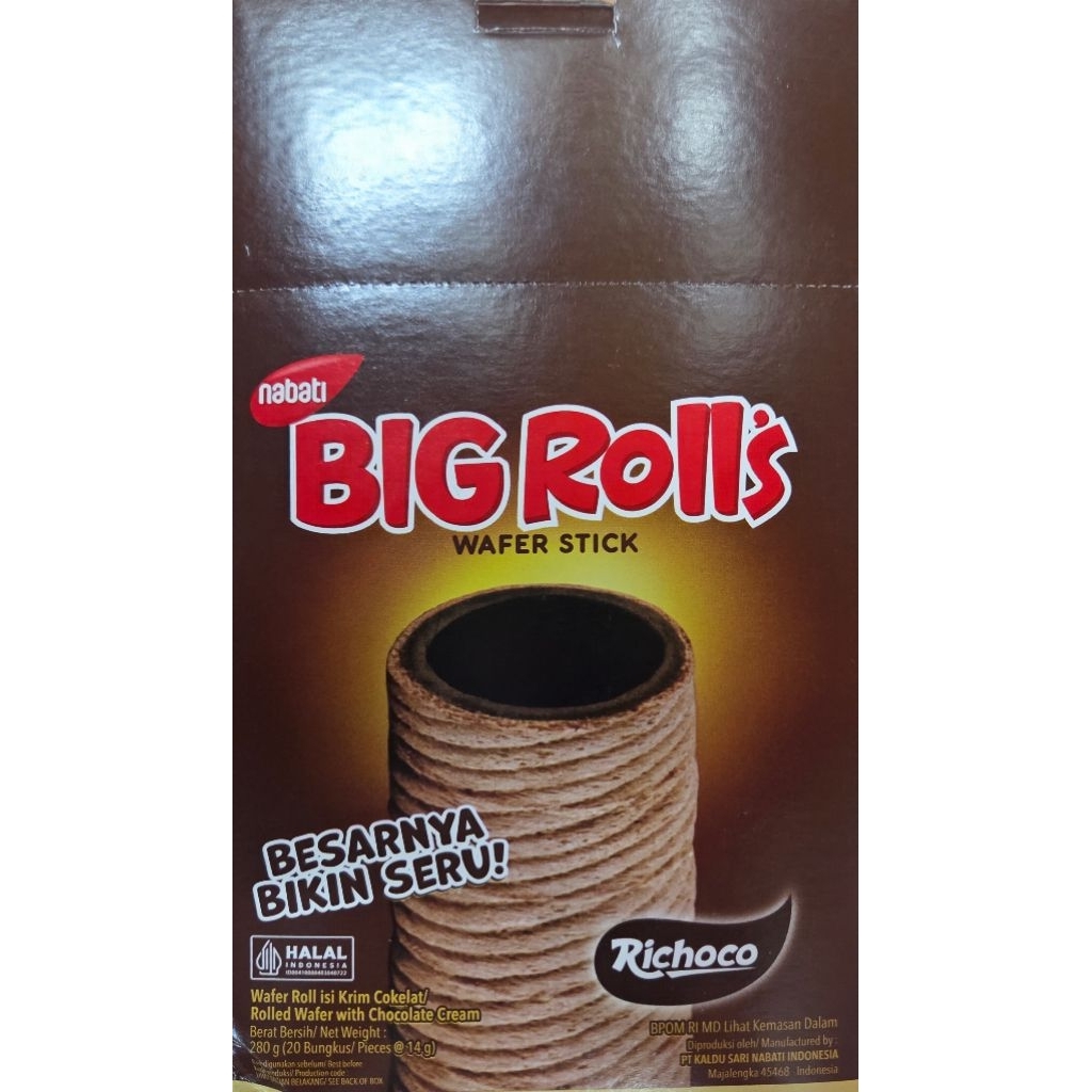 

Richeese Nabati Big Rolls rasa Keju dan Coklat 1 box isi 20 pcs @14gr