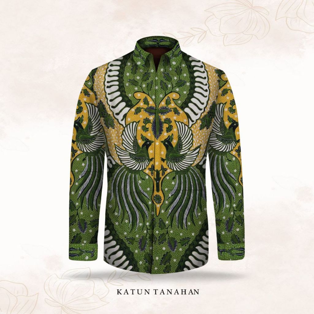 kain batik tulis pria bahan katun batik tulis tanahan warna hijau. er