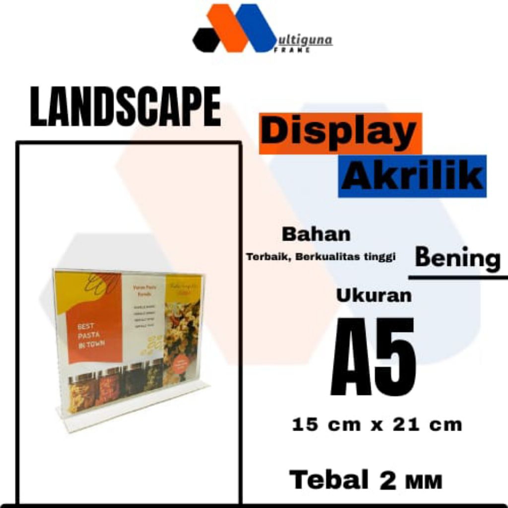 

Tempat Brosur Display Menu Landscape Akrilik Acrylic Menu Qris Ukuran A5 Tebal 2mm