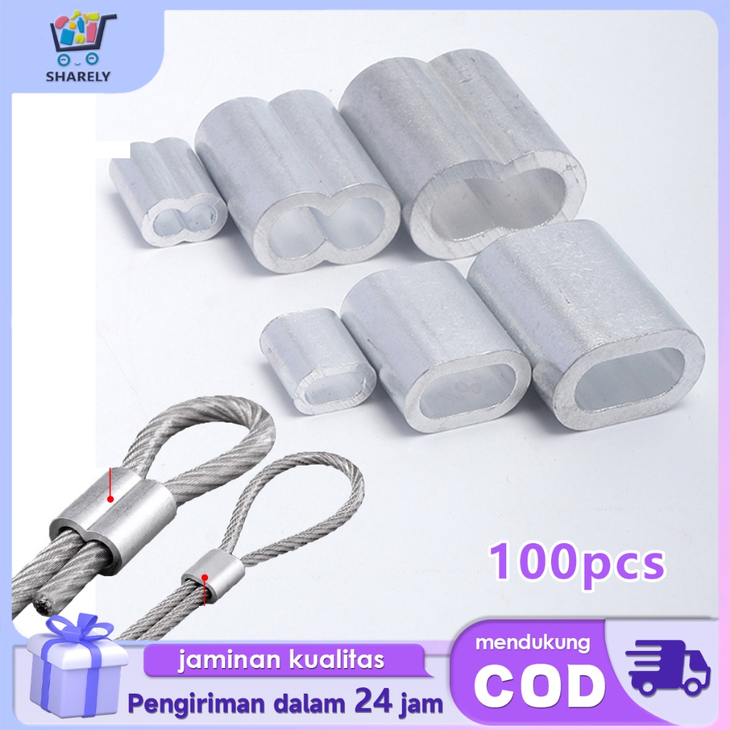 100pcs Klem Kawat Sling 2mm Klem Seling Ferrule Penjepit Tali Seling Crimp Ferrule Aluminium
