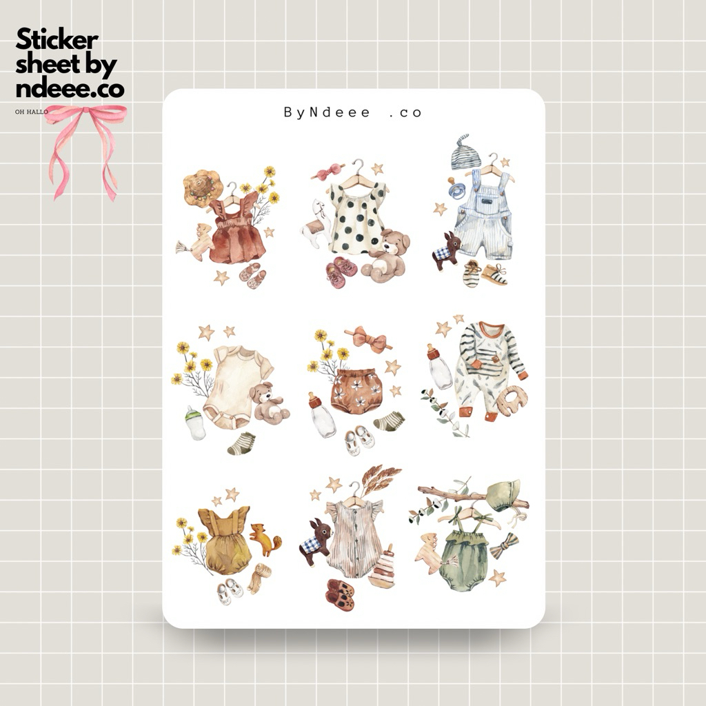 

Sticker Sheet | baby clothes | journal stickers, calendar, planner stickers, scrapbook stickers, cozy art