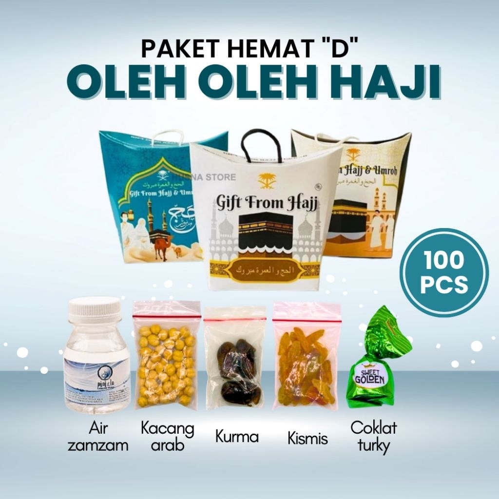 

Paket Hemat Oleh oleh Haji Dan Umroh Paket D isi 100 Pcs Air Zamzam Dus tali