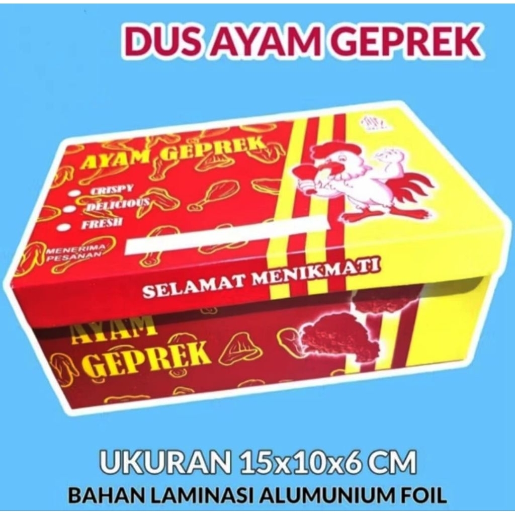 

Dus Bungkus Kemasan Ayam Geprek Lapisan Foil Isi 100 Lembar