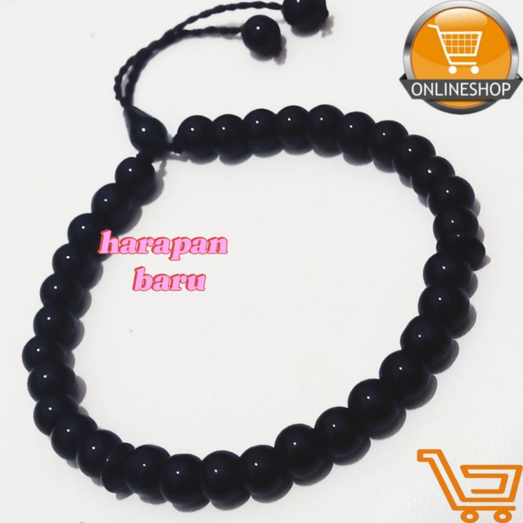 TASBIH GELANG BATU BLACK ONIX 6 MM 33 BUTIR