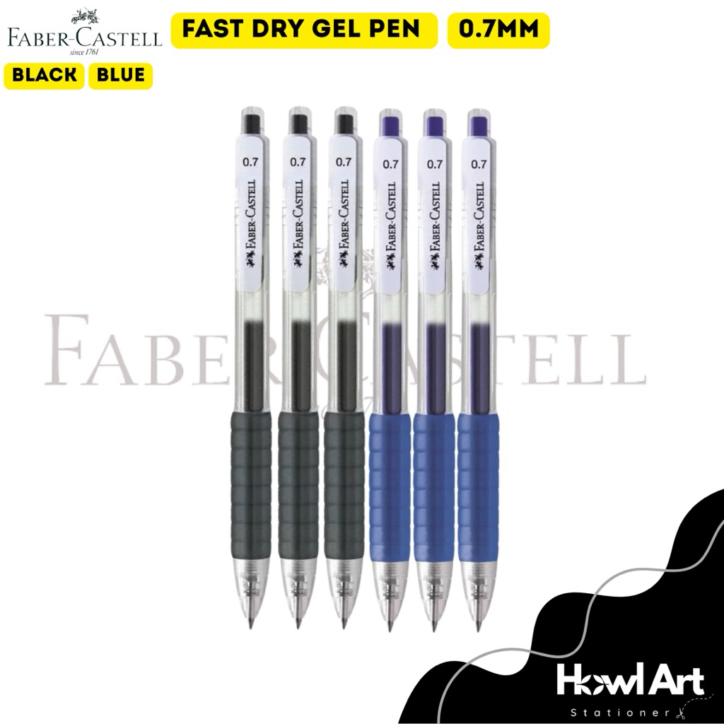 

Faber Castell Fast Dry Gel Pen 0.7mm – Hitam dan Biru Pulpen Gel Cepat Kering Extra Soft Grip