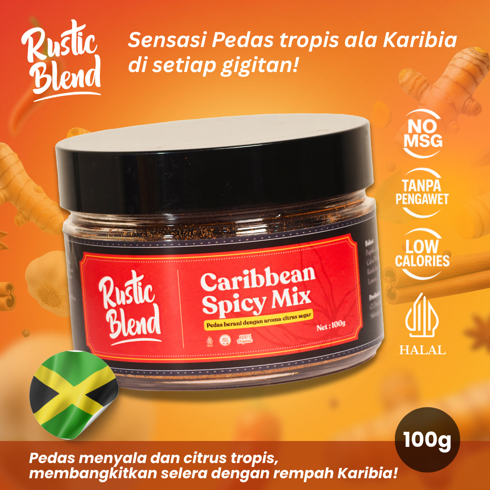 

Dry Rub Bumbu Marinasi Instan Ayam Pedas | Rustic Blend - Caribbean Spicy Mix No MSG 100 g