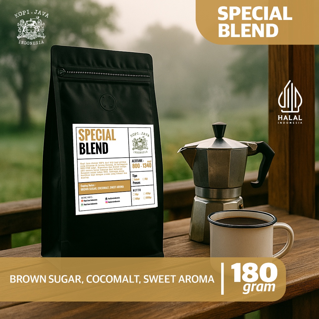 

Kopi Spesial Blend Premium 180 gr Kopi Murni 100% TANPA CAMPURAN - KOPI JAVA INDONESIA