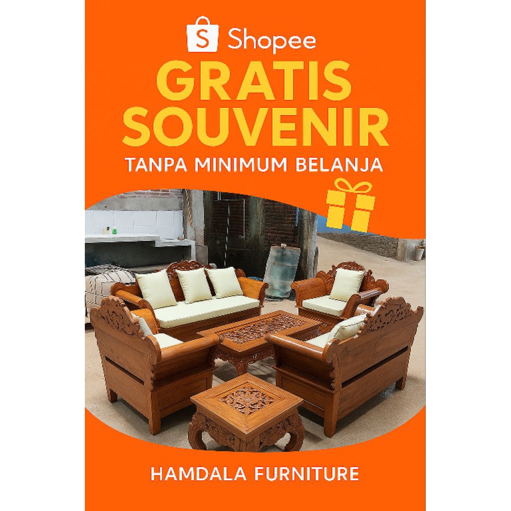 SET KURSI TAMU MADURA UKIRAN KAYU JATI ASLI JEPARA | SET KURSI TAMU MIRAH MERIAH