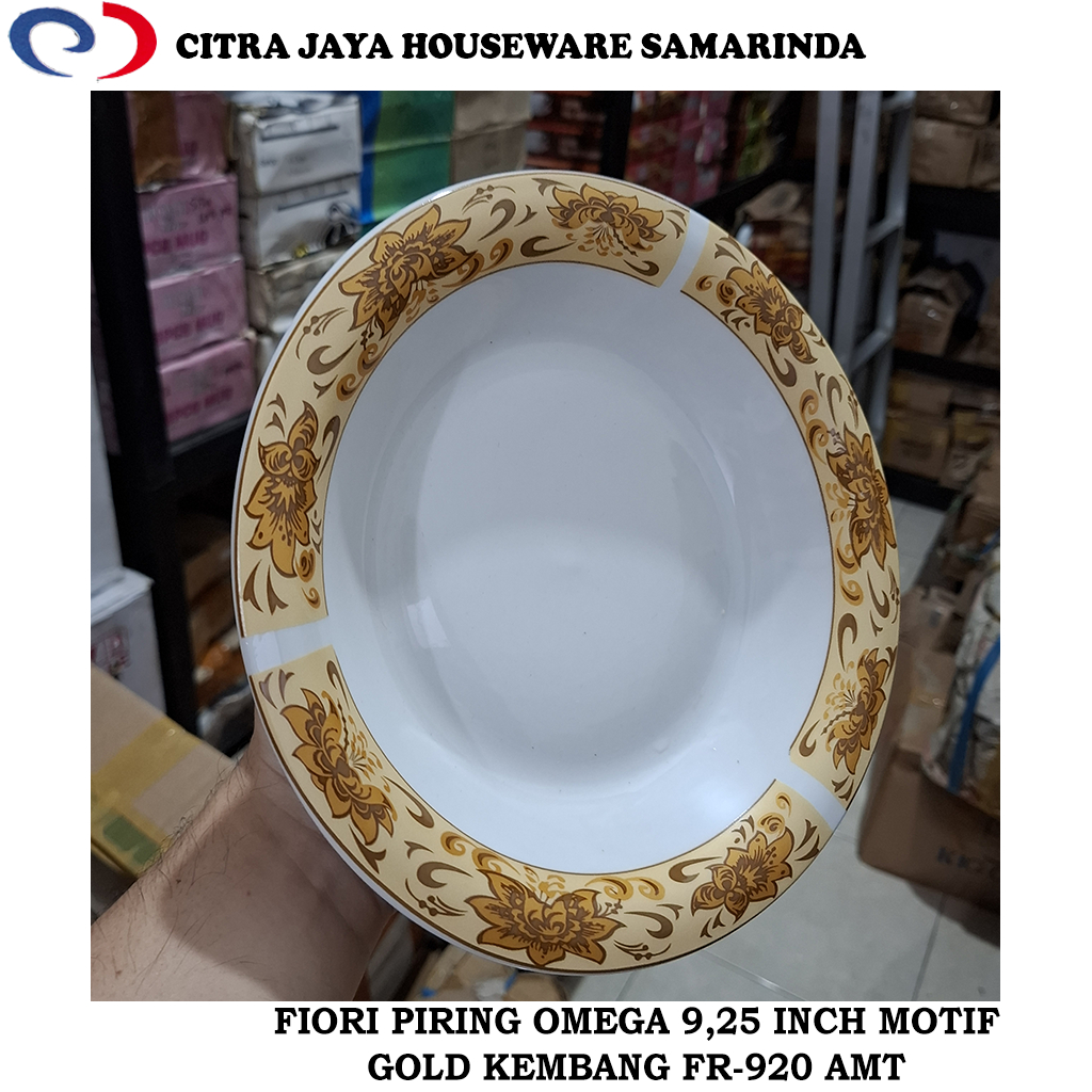 Piring Omega Keramik 9,25 Inch Motif Gold Kembang FIORI FR-920 AMT (1 Pcs / 3 Pcs / 6 Pcs)