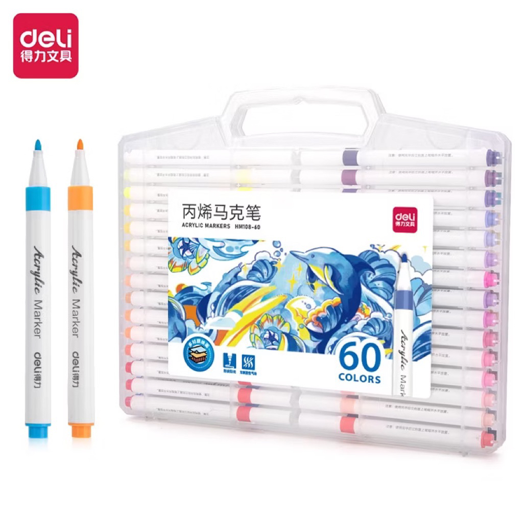 (SALE) Deli Spidol Akrilik 60 Warna  / Acrylic Marker 60 Colors