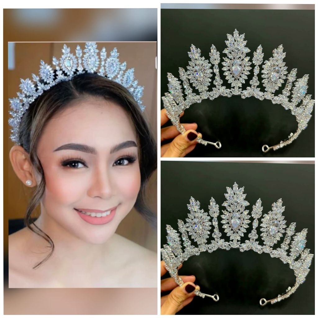 Mahkota Pengantin Zircon Rosalinda sampai telinga