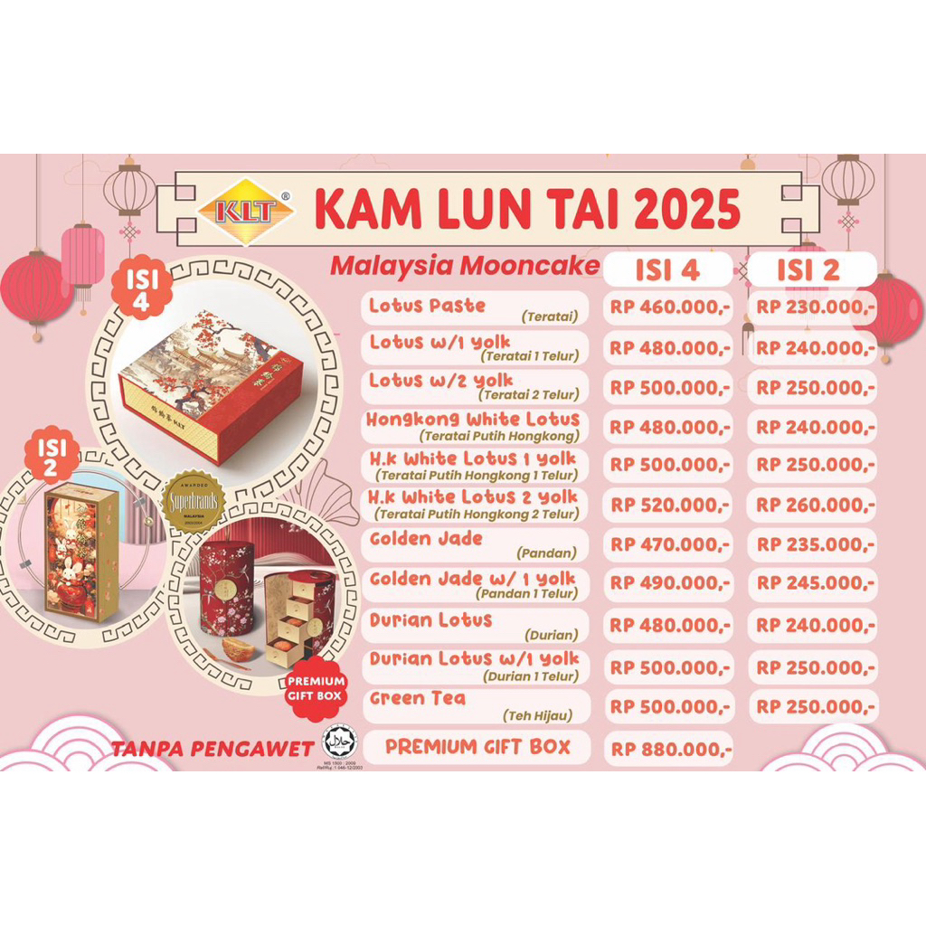 KAM LUN TAI Malaysia Mooncake | Kue Bulan / Tiong Ciu Pia (Isi 4)