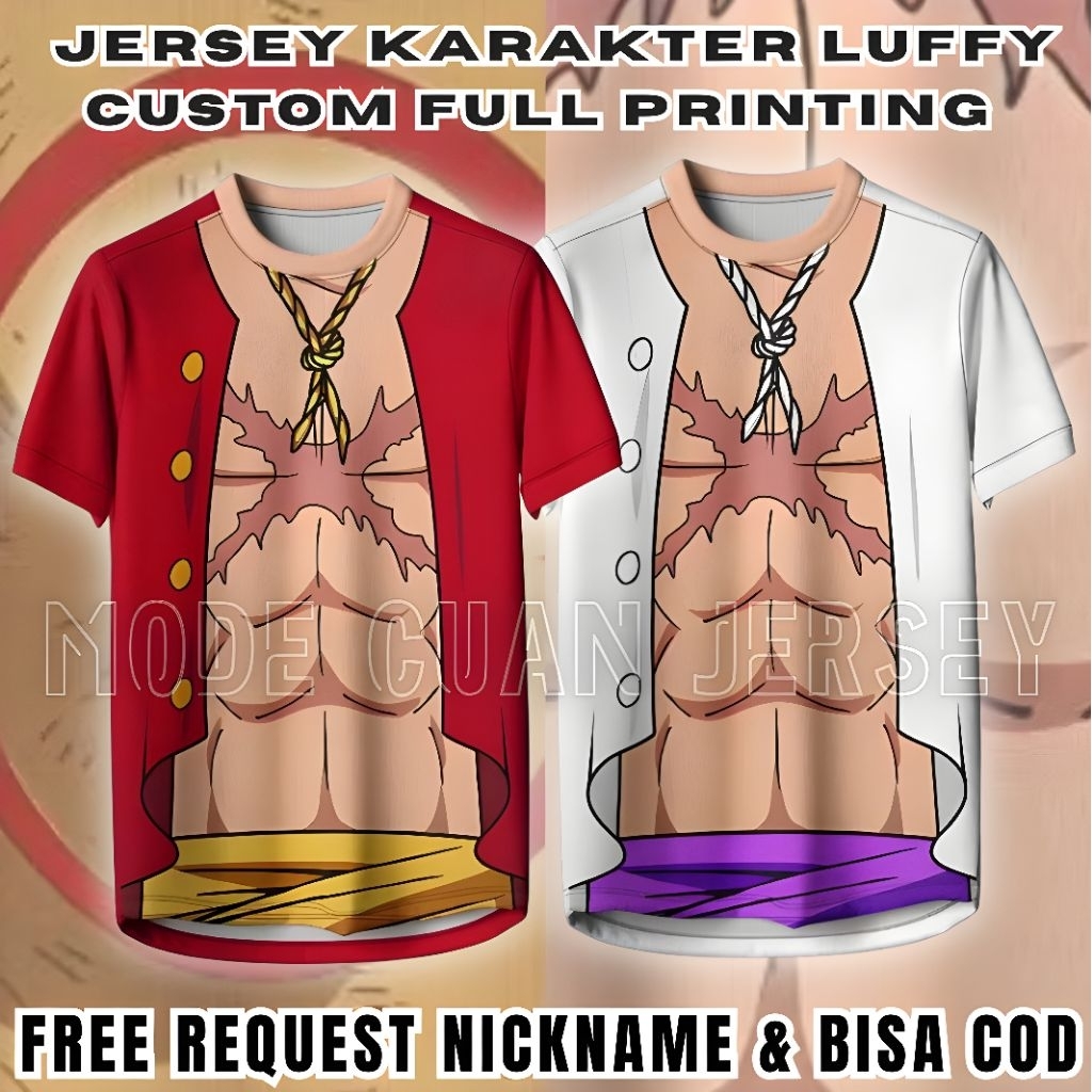 Jersey Kaos Karakter Luffy One Piece Full Printing