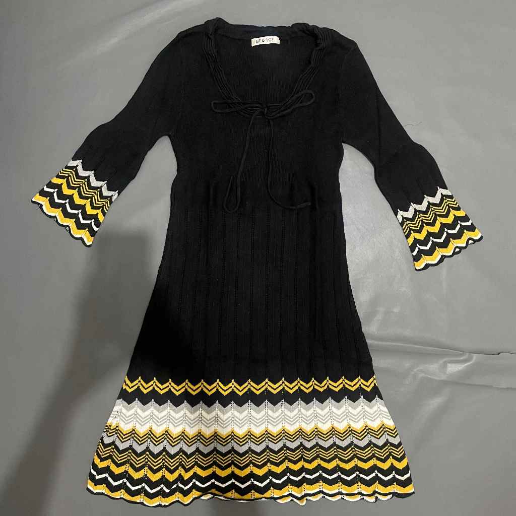 DEWASA C100 (GEORGE ORI, PRELOVED) Dress Rajut Rib Knit Stretch Melar Press Fit Body Tangan Lengan P