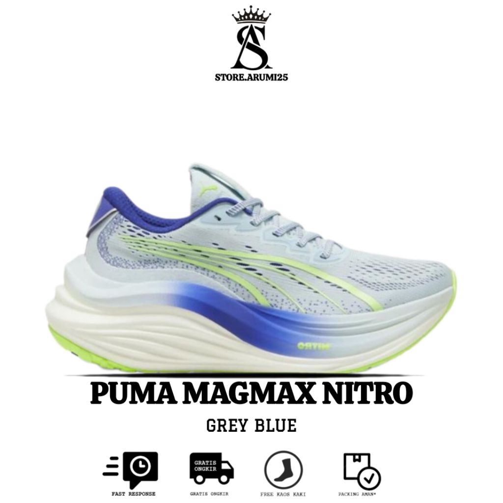 Sepatu Running Puma Magmax Nitro Grey Blue Running Shoes