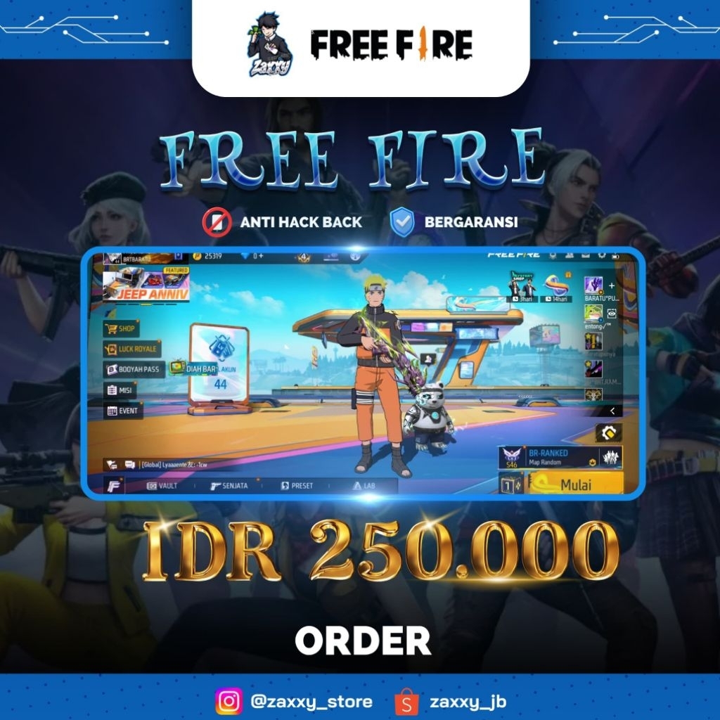 pc akun free fire bergaransi