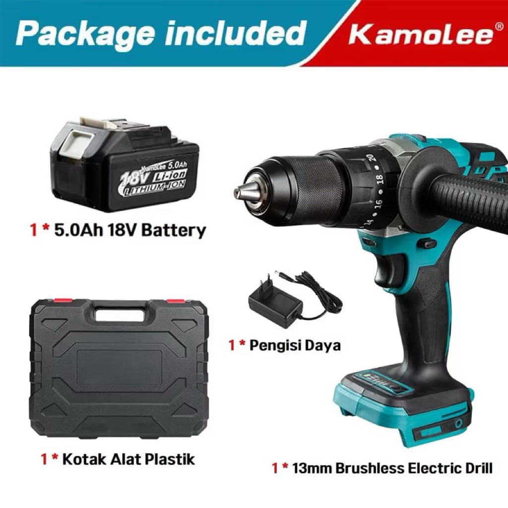 Kamole Bor Listrik 10mm/13mm torsi maksimum 450nm/520nm