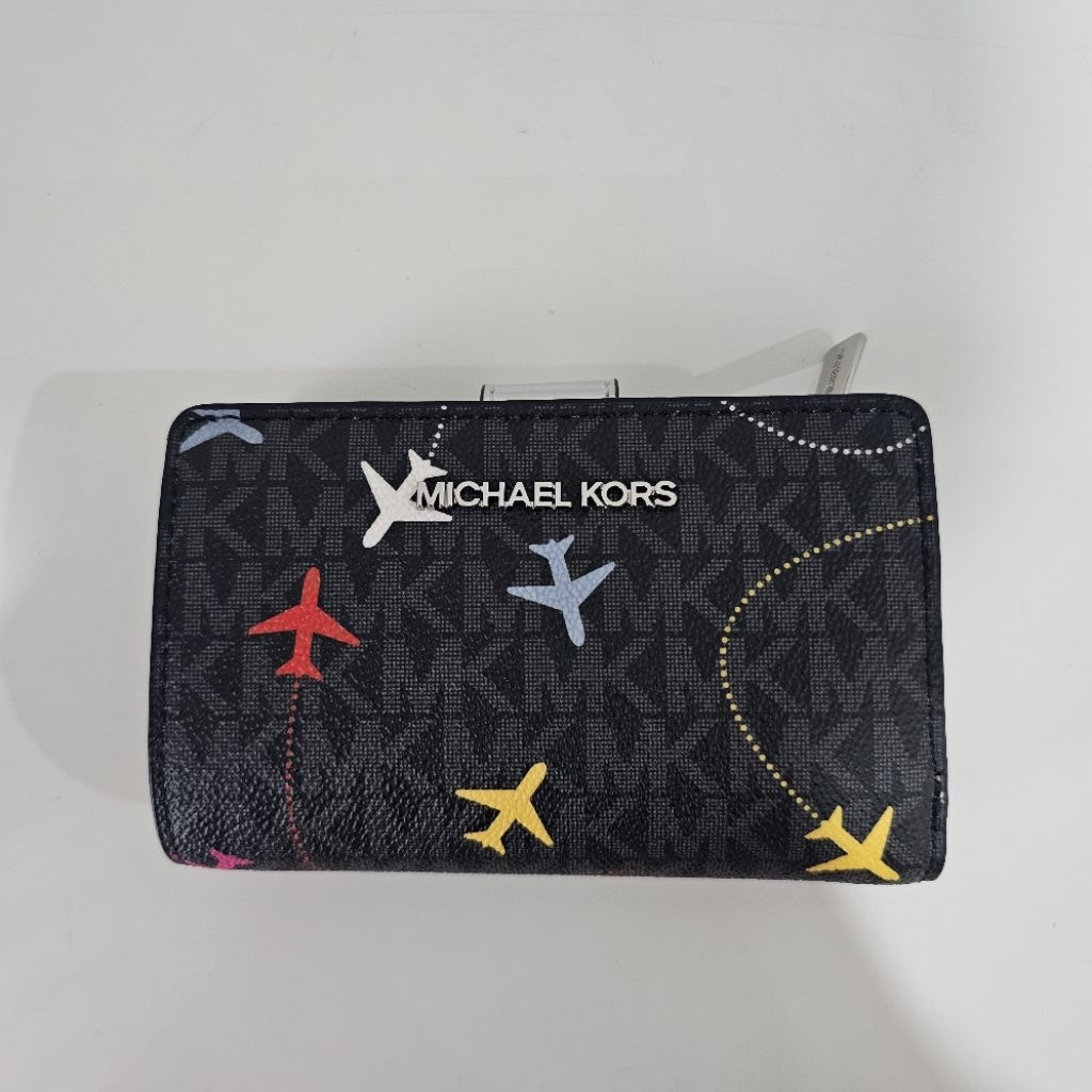 Jual Dompet MK Jet Set Travel Medium Bifold Zip Coin Black