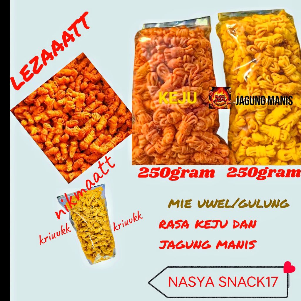 

Paket Duo Mie Gulung Uwel Rasa Keju Dan Jagung Manis 250Gram
