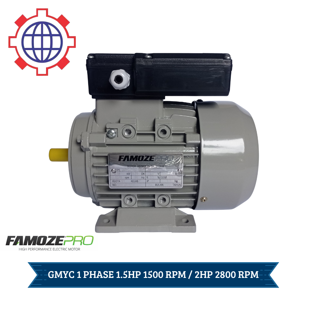 Famoze Pro Dinamo 1 Phase 1,5 Hp 1400 Rpm / 2 HP 2800 RPM Motor Penggerak GMYC 1,5 PK 2 PK
