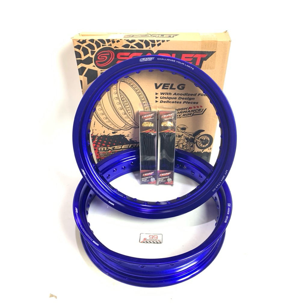 Velg Set Depan Belakang Scarlet Original Set Jari2 Hole 36 Pelek Jari2 Alumium Supermoto 250-300-17 