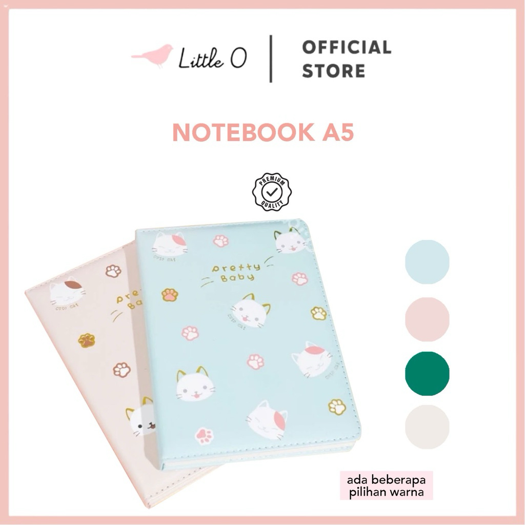 

LITTLE O Pretty Baby Cute Cat Leather Notebook Buku Agenda Buku Catatan Buku Diary A5