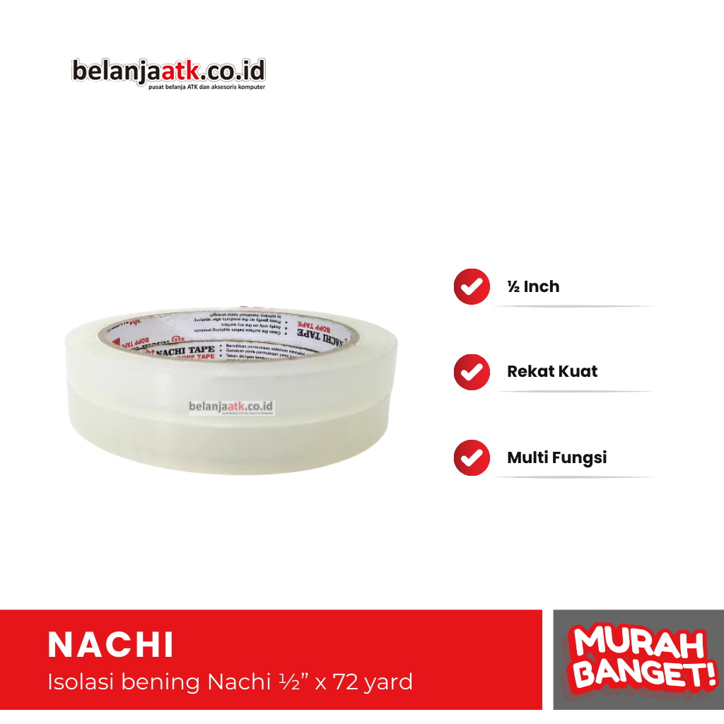 

Isolasi bening Nachi ½” x 72 yard / Setengah Inch