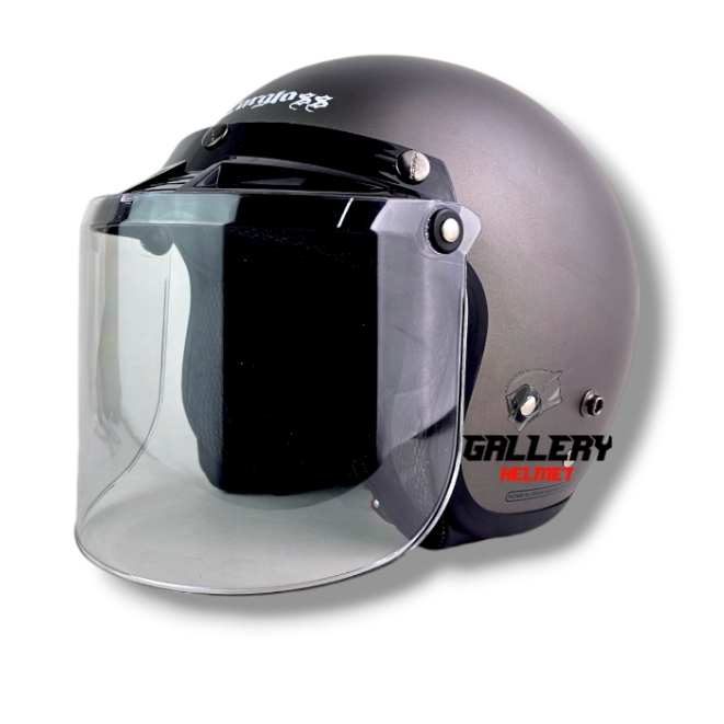 Bogo carglos retro sni m2 helmet premium sni kaca flat smoke