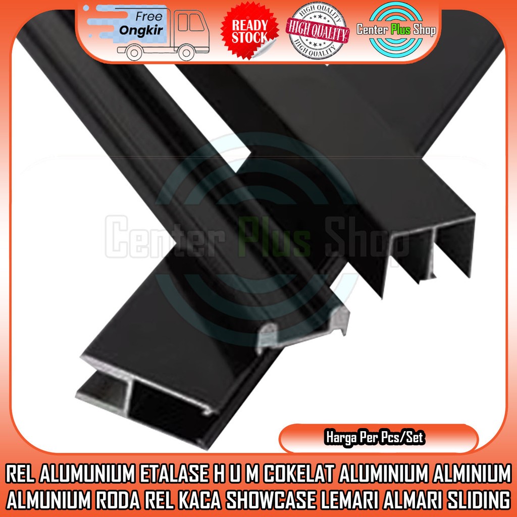 Rel Alumunium Showcase Etalase H U M Cokelat Coklat Etalase Aluminium Per Meter + Roda Kaca Lemari A
