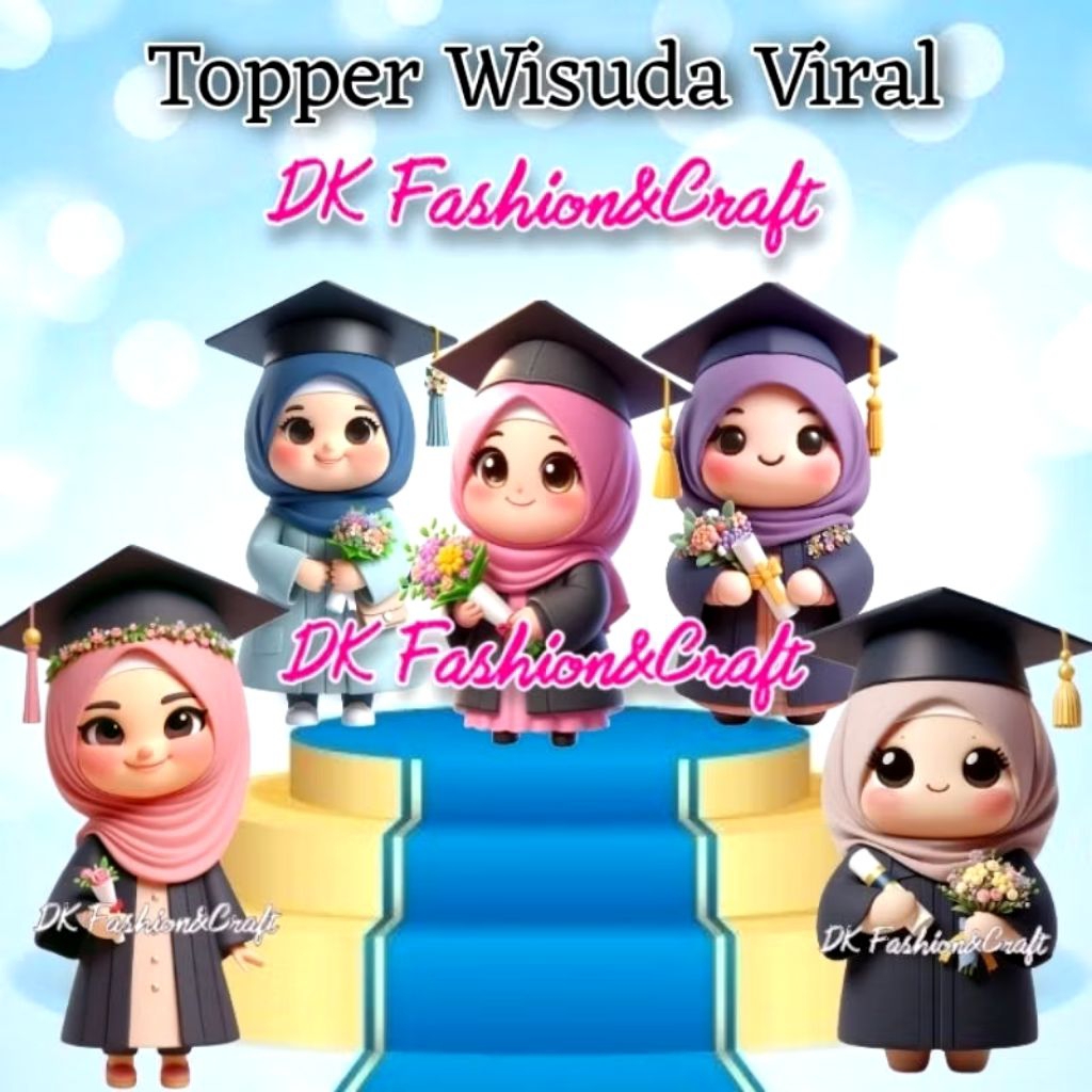 

Topper Wisuda karakter lucu gemoy | Topper buket wisuda graduation