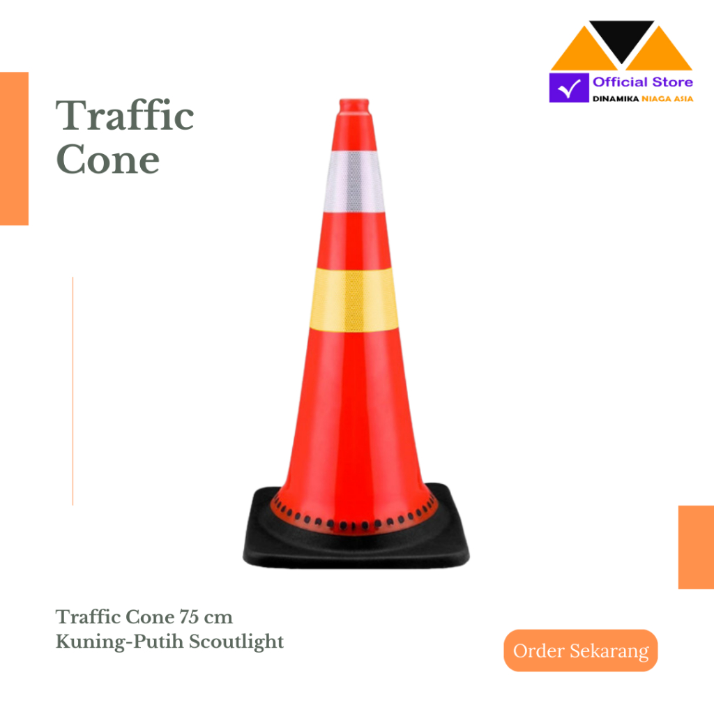 Safety Traffic Cone Rubber/Kerucut Lalu Lintas Karet 75 cm  untuk Pengaturan Lalu Lintas