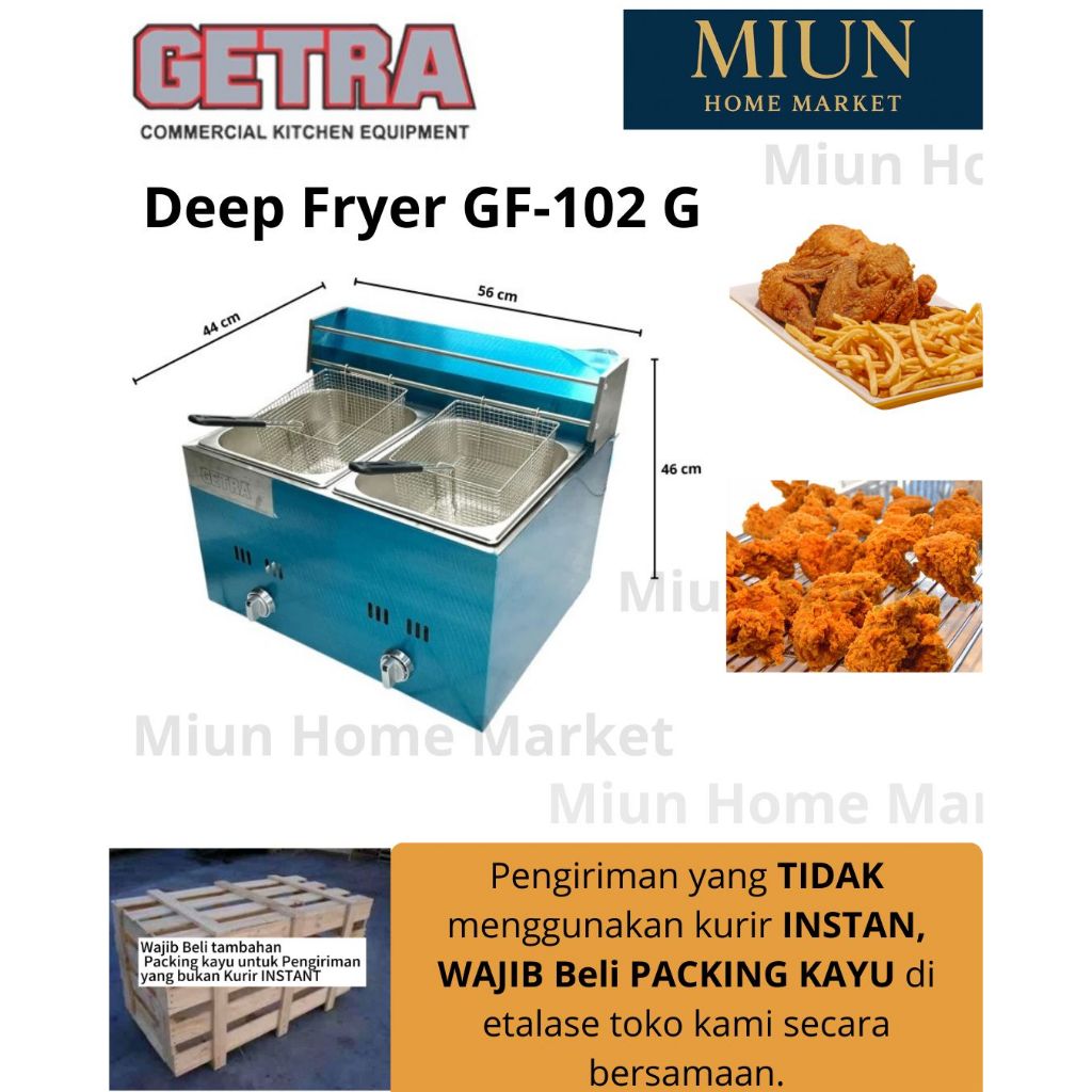 GETRA GF 102-G  Deep Fryer Gas 2 Tungku/ Kompor  Penggorengan getra 2 Tank GF102G (BISA COD)