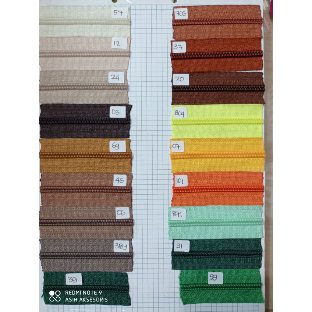 Daun Resleting plastik no.5 @1Roll