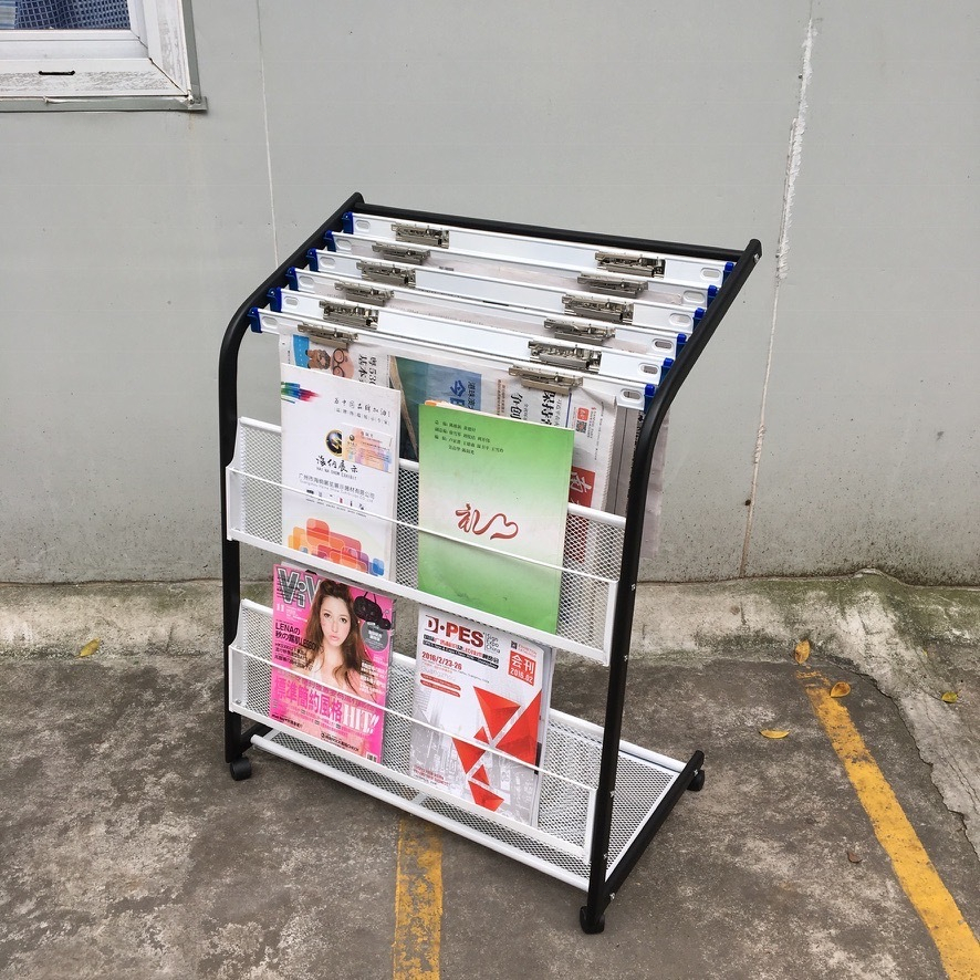 Rak Koran dan Rak Majalah Gantungan koran Rak buku Rak jurnal Buku Dengan roda 68x40x92cm